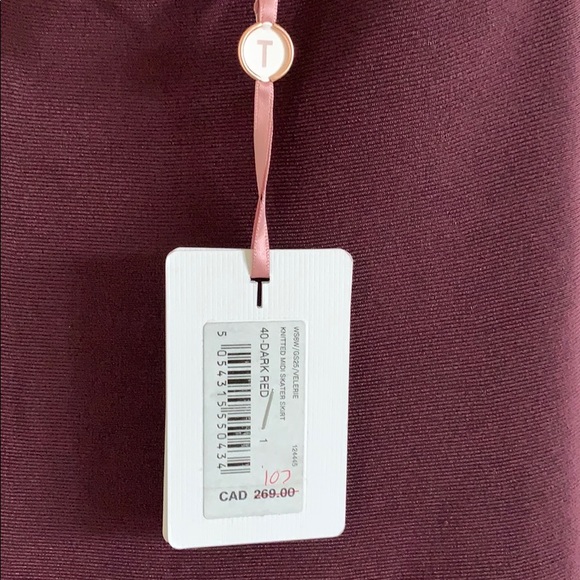 Ted Baker London Midi Skater Skirt Maroon Size 1 - Picture 7 of 10